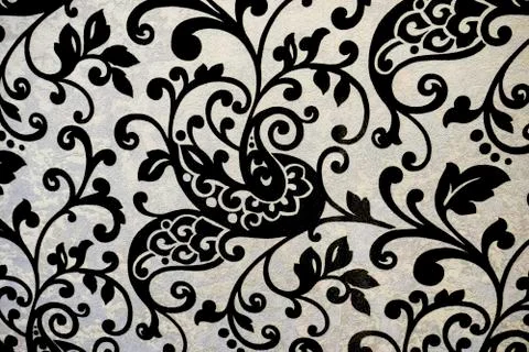 Floreal flowes texture on a white wall Stock Illustration