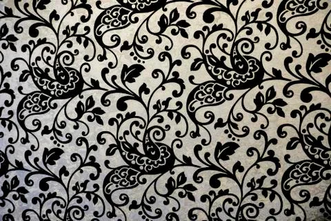 Floreal flowes texture on a white wall Stock Illustration