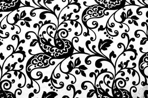 Floreal flowes texture on a white wall Stock Illustration