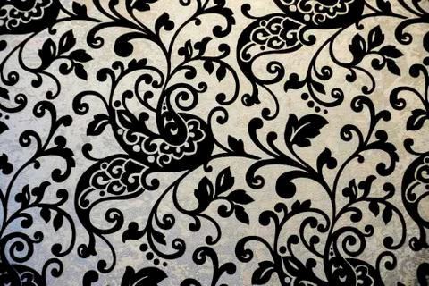 Floreal flowes texture on a white wall Stock Illustration