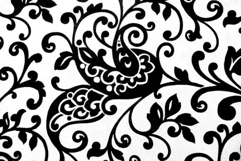 Floreal flowes texture on a white wall Stock Illustration