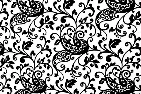 Floreal flowes texture on a white wall Stock Illustration