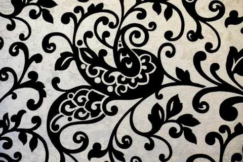 Floreal flowes texture on a white wall Stock Illustration