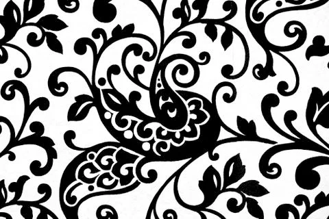Floreal flowes texture on a white wall Stock Illustration