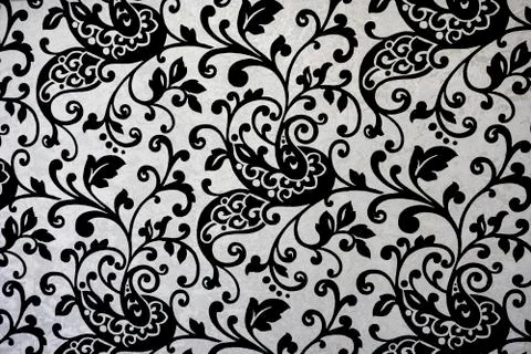 Floreal flowes texture on a white wall Stock Illustration