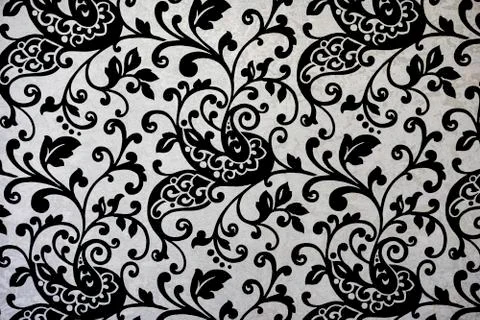 Floreal flowes texture on a white wall Stock Illustration