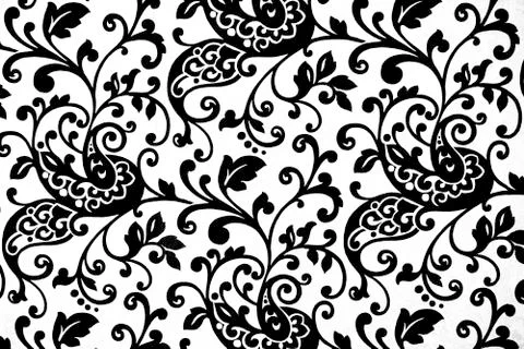 Floreal flowes texture on a white wall Stock Illustration