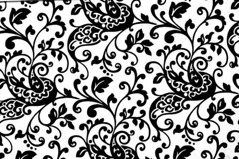 Floreal flowes texture on a white wall Stock Illustration