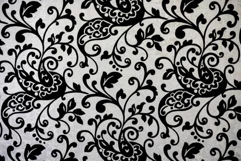 Floreal flowes texture on a white wall Stock Illustration