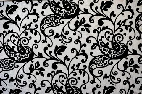 Floreal flowes texture on a white wall Stock Illustration