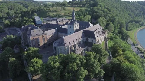 Floreffe Abbey in Namur, Belgium, from above Stock Footage 340263991