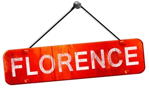 Florence, 3D rendering, a red hanging sign Stock Illustration
