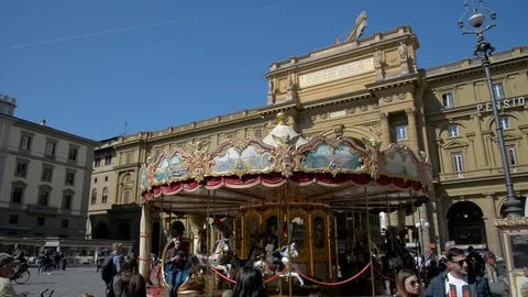 Florence, April 2017 Piazza Della Republica, Florence, Tuscany, Italy, Europe Stock Footage 76854046