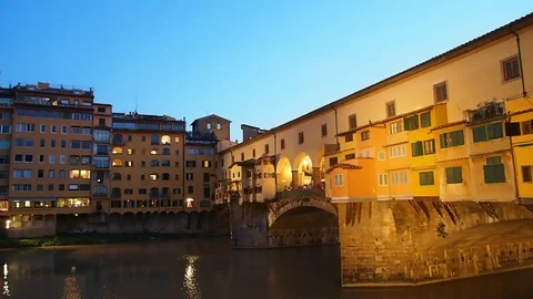Florence, the Arno river at night. Stock Footage 113414414