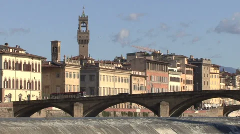 Florence from the Arno riverside Stock Footage 32496519