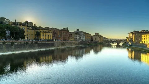 Florence Bridge Ponte Vecchio sunset Video stock 85122833