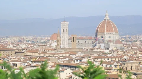 Florence Cathedral Brunelleschi's Dome Medium Shot Stock Footage 126490089