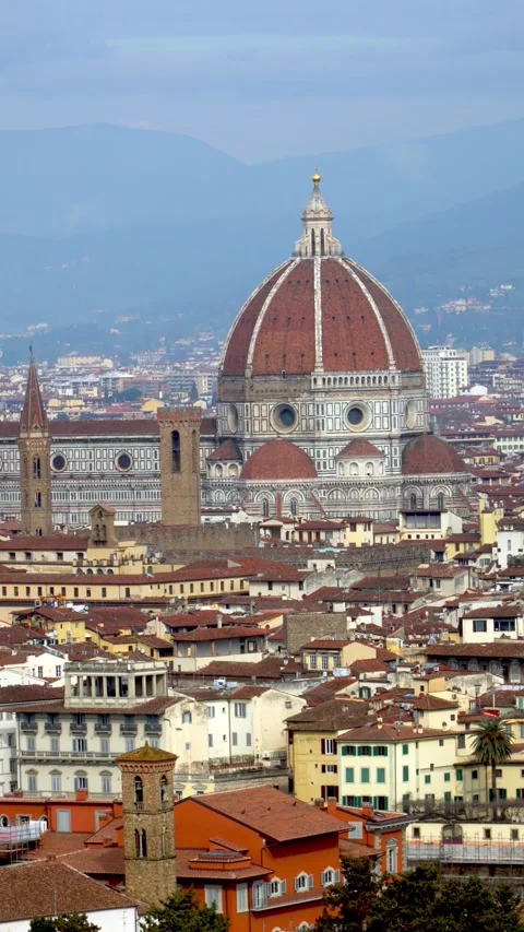 Florence Cathedral Dome - Skyline View Over City. Video stock 330681287
