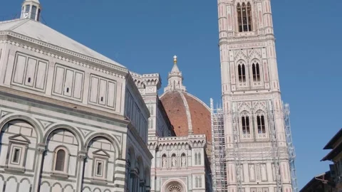 Florence Cathedral, Giotto's Bell Tower and Baptistery Under Clear Blue Sky Stock Footage 340747956