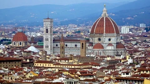 Florence Cathedral Panorama - Iconic Dome and Cityscape. Stock Footage 330195863