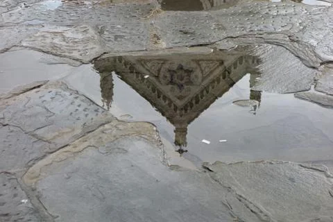 Florence Church reflection in a puddle Stock Photos