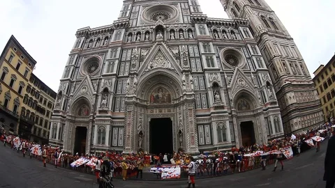 Florence, Easter day, manifestation of the explosion of the Cart. Stock Footage 119205284