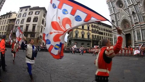 Florence, Easter day, manifestation of the explosion of the Cart. Stock Footage 119206060