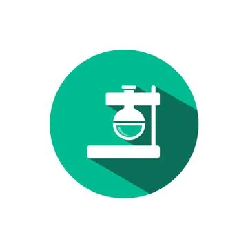Florence flask icon with shadow on a green circle. Vector pharmacy illustrati Stock Illustration