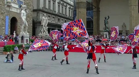 Florence, historical reenactment in Piazza della Signoria Stock Footage 37576290