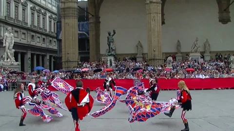 Florence, historical reenactment in Piazza della Signoria Stock Footage 37577264