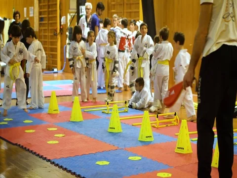 Florence, Italy, 22 January 2017 - 6 and 7 years old kids getting prep.. Stock Footage