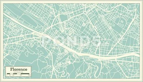 Florence Italy City Map in Retro Style. Outline Map. Stock Illustration