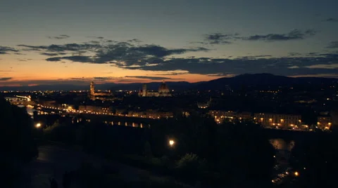 Florence, Italy at dusk Stock Footage 40101094