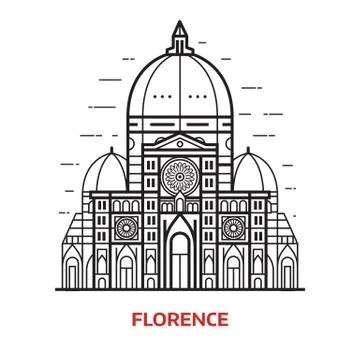 Florence Landmark Vector Illustration Stock Illustration