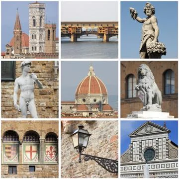 Florence landmarks collage Stock Photos