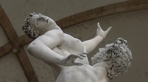 Florence, Loggia dei Lanzi with The Rape of the Sabine Women. Stock Footage 37576100