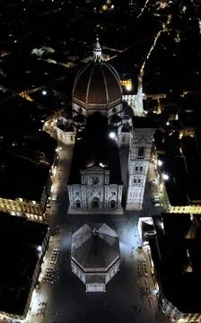 Florence by night with drone Stock Photos