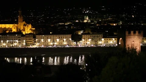 Florence in the night Stock Footage 127066318