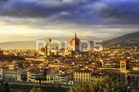 Florence or Firenze, Duomo Cathedral, Basilica Santa Maria del Fiore landmark Stock Photos
