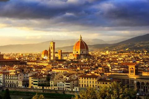 Florence or Firenze, Duomo Cathedral, Basilica Santa Maria del Fiore landmark Stock Photos