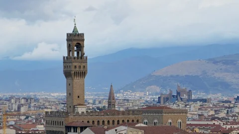 Florence Palazzo Vecchio hyper lapse Stock Footage 122205542