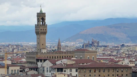 Florence Palazzo Vecchio hyper lapse Stock Footage 345395106