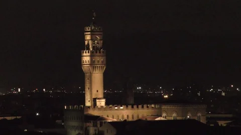 Florence, Palazzo Vecchio by night Video stock 78574754