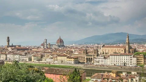 Florence. Panoramic view from Michelangelo square towards historic center. Stock Footage 76636858