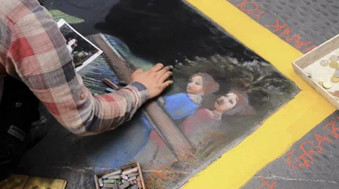 Florence, pavement artists 库存影片 33218604