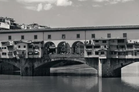 Florence Ponte Vecchio black and white Stock Photos
