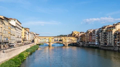 Florence Ponte Vecchio Bridge and City Skyline in Italy. Stock Footage 116362223