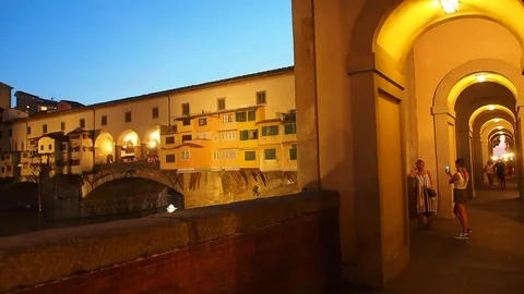 Florence, the Ponte Vecchio at night. Stock Footage 113414909