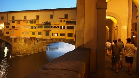 Florence, the Ponte Vecchio at night. Stock Footage 113415237