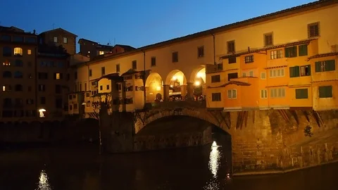 Florence, the Ponte Vecchio at night. Stock Footage 113415432